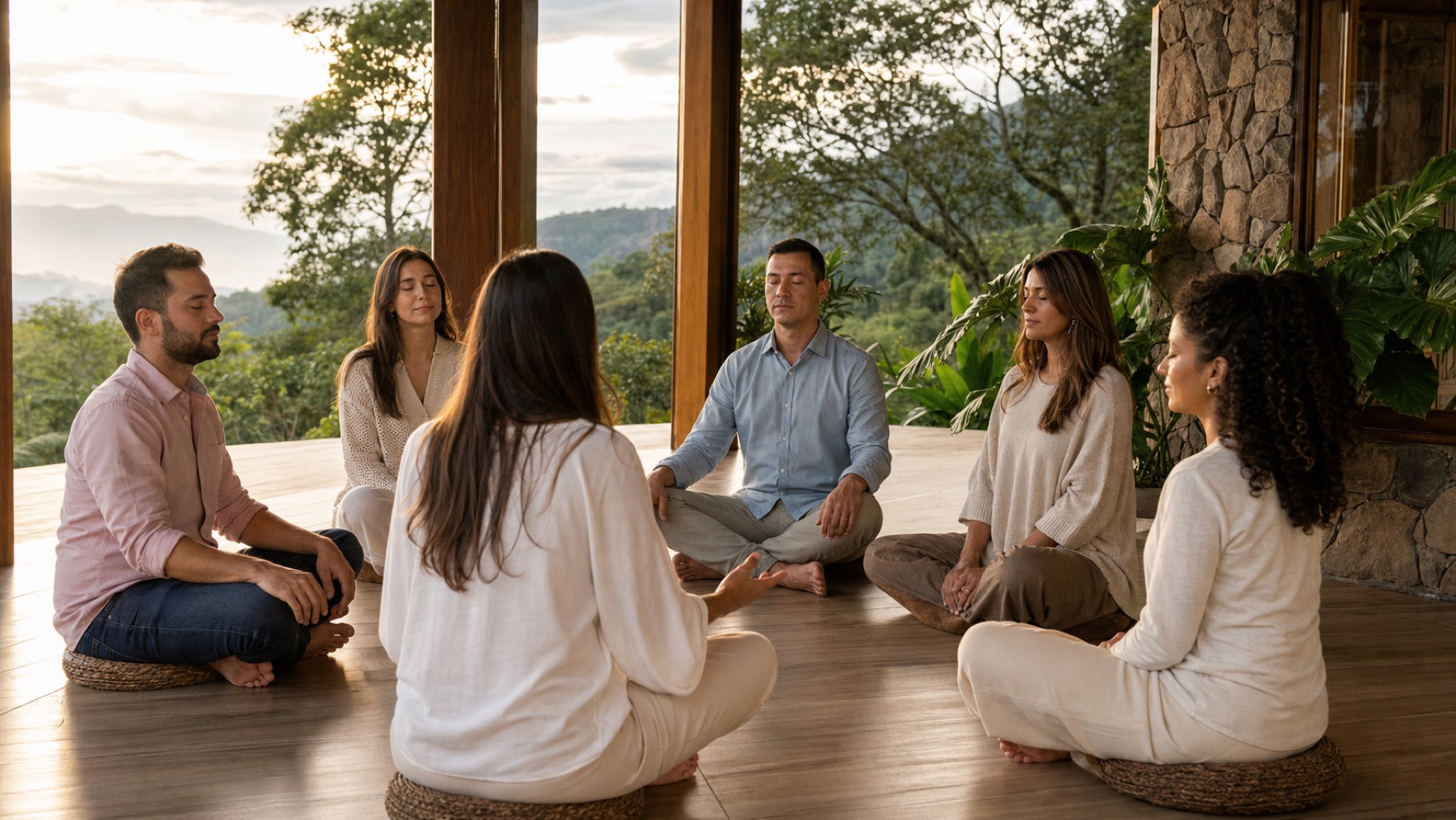 Grupo colombiano en una meditación guiada de cierre