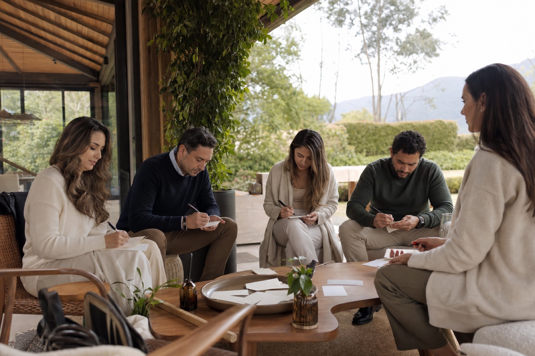 Grupo colombiano en una práctica reflexiva de escritura