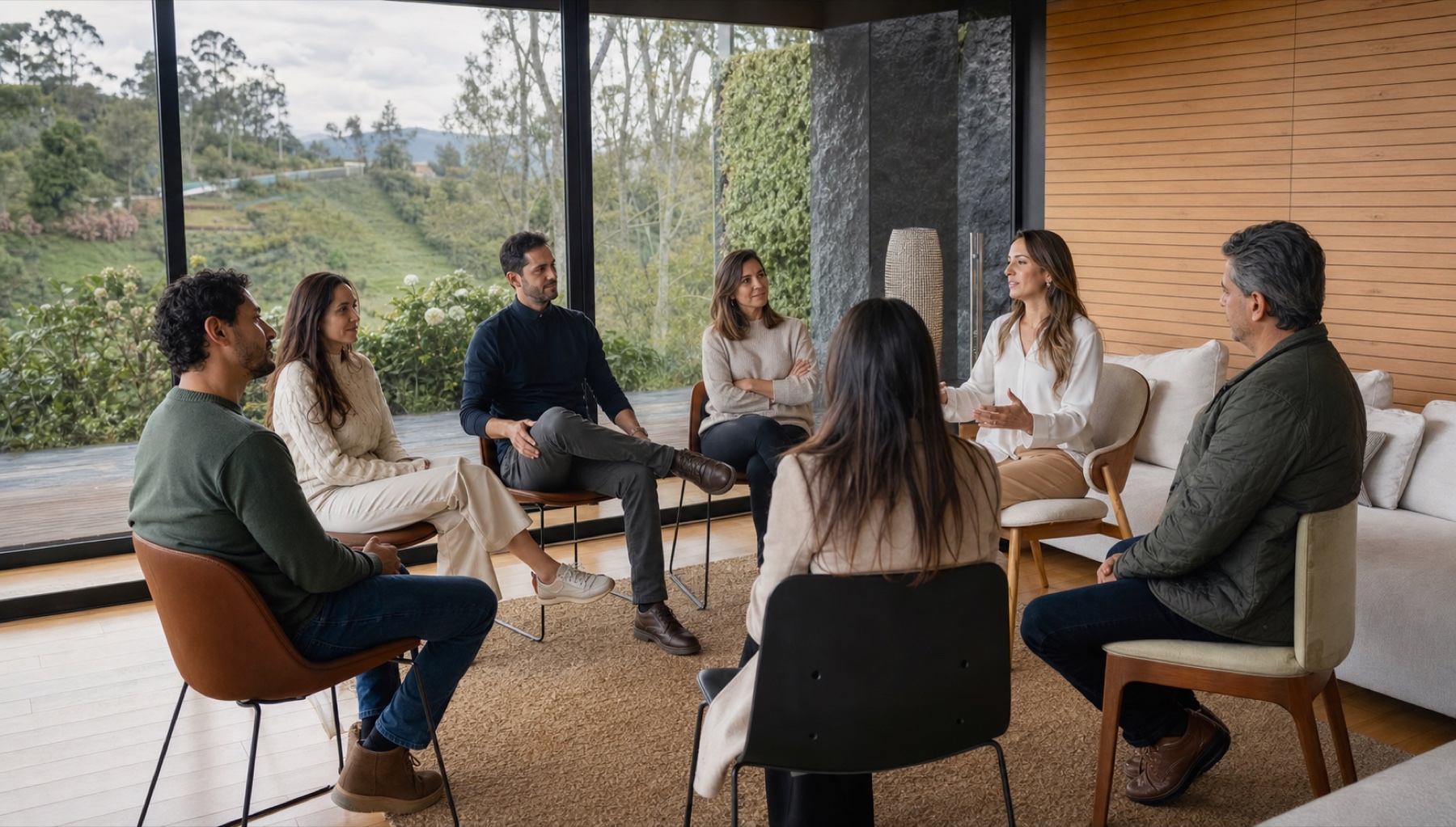Profesionales colombianos participando en una experiencia emocional guiada